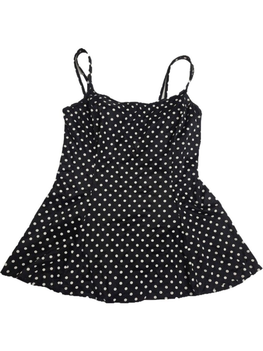 Longitude Black With White Vintage Polka Dot One Piece Swimsuit Dress Women's 10